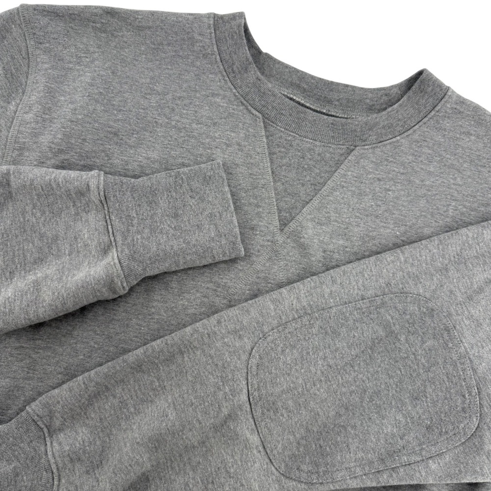 Tecovas Mens Crewneck Sweatshirt Heather Grey Organic Cotton Elbow Patches M